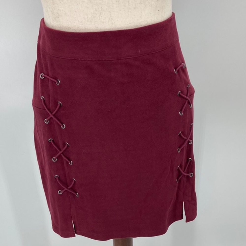 Mangopop Collection Women’s High Waisted Lace Up Bodycon Suede Skirt